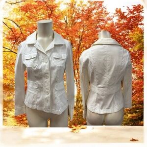 Ann Tylor,Woman,Jacket Fall,White,Sz 2P,Cotton,Long Sleeve,Buttons,Pockets.!